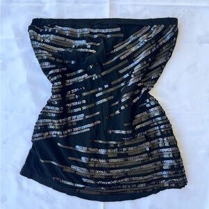 Bebe Y2K Black Sequin Embellished Top